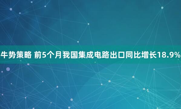 牛势策略 前5个月我国集成电路出口同比增长18.9%